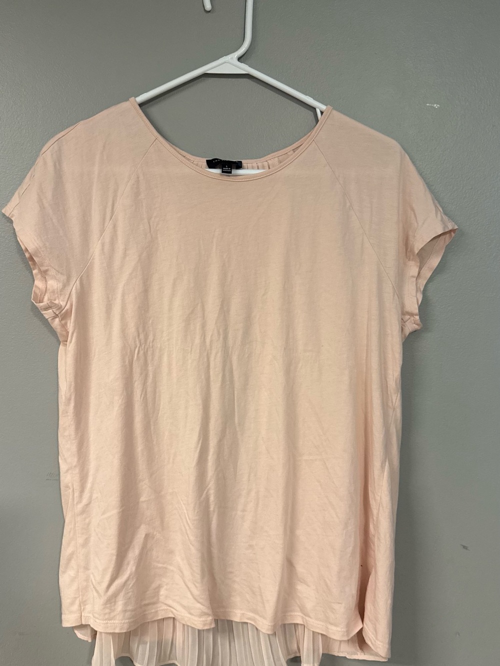 The Limited Blush Short Sleeve Top with Pleated Hem
